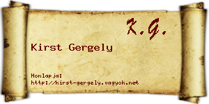 Kirst Gergely névjegykártya